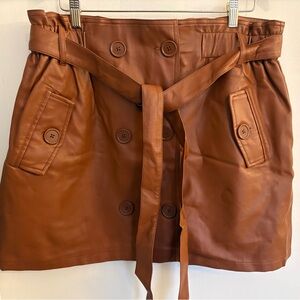 Forever 21 Plus Size Faux Leather Skirt in Cognac Brown